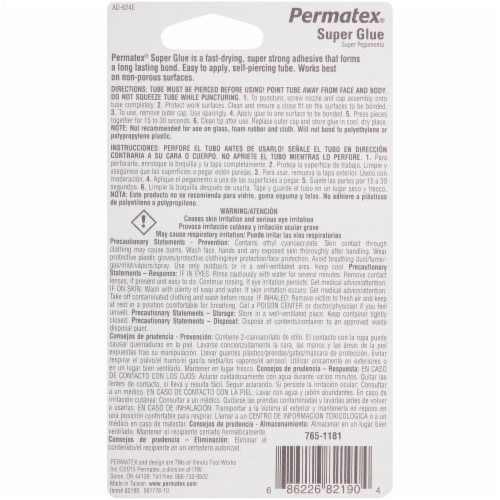 Permatex 82190 Super Glue Adhesive - 2 Gram Tube Perspective: back