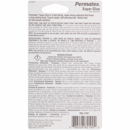 Permatex 82190 Super Glue Adhesive - 2 Gram Tube Perspective: back