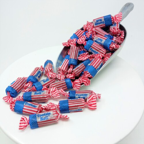 Patriotic Tootsie Rolls Midgee Flag Wrapped 2 pound Tootsie Rolls bulk candy Perspective: back
