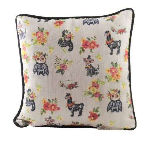 Halloween Day Of The Dead Pillow Fabric Floral Trick Or Treat Sdfdoosl Sloth Perspective: back