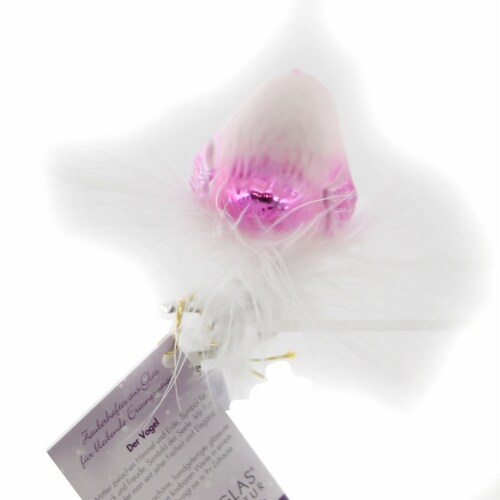 Inge Glas Spring Bird Glass Clip-On Ornament 10114S021 Pink Perspective: back