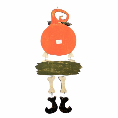 Halloween Spooky Greeting Decor Wood Wall Hanging Trick Or Treat J8686 Pumpkin Perspective: back