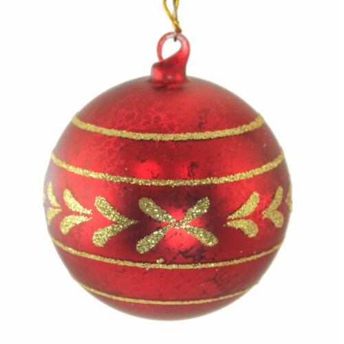 Holiday Ornament Jewel-Tide Bottle Brush Tree Ball Diorama Glittered Lc0663 Red Perspective: back