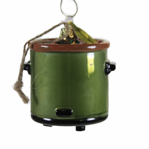 Holiday Ornament Vintage Crockpot Glass Slow Cooker Instant Pot Dinner Go6531 Perspective: back