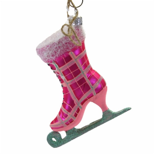 Holiday Ornament Plaid Ice Skate Glas Skating Olympics Blade Go1558