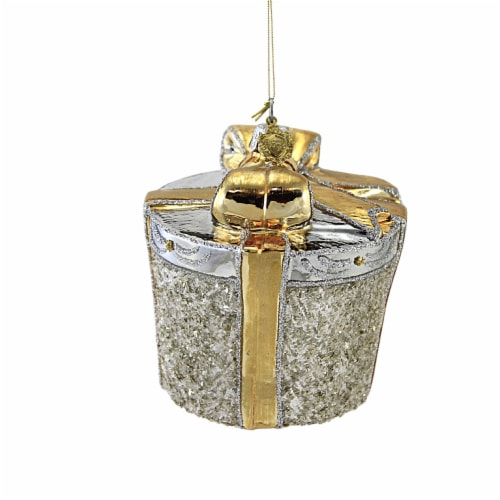 Huras Silver & Gold Christmas Gift Glass Ornament Wedding Anniversary C587 Perspective: back
