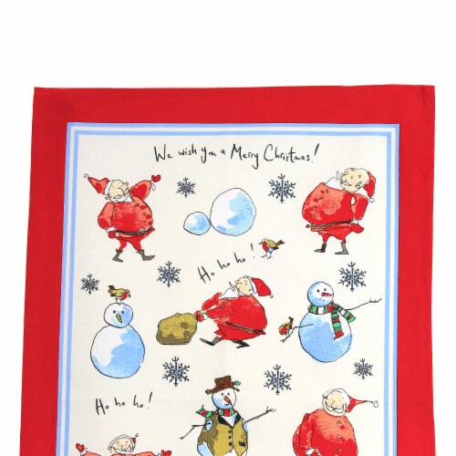 Tabletop Santa & Snowman Tea Towel Cotton Madeleine Floyd 022Msa Perspective: back
