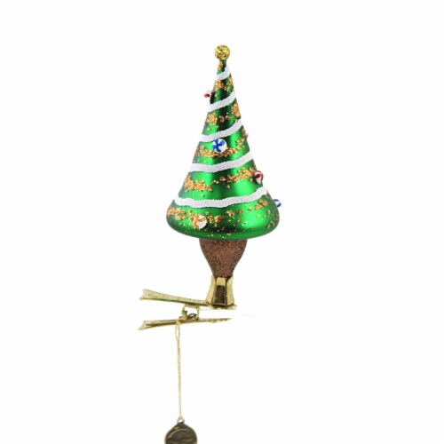 Blu Bom Christmas Mushroom Clip On Glass Ornament Decorated Fungus 2021-236 Perspective: back