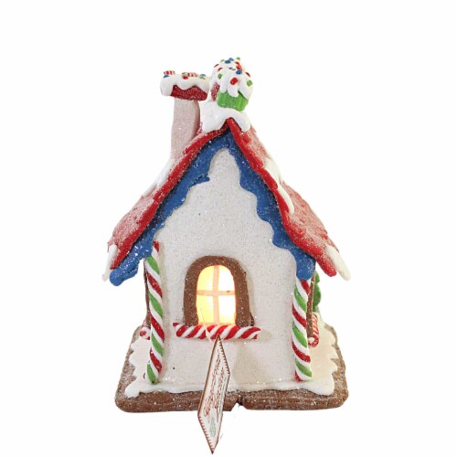 Christmas Gingerbread House With Led Clay Table Top Lighted Gbj0021 Red Perspective: back