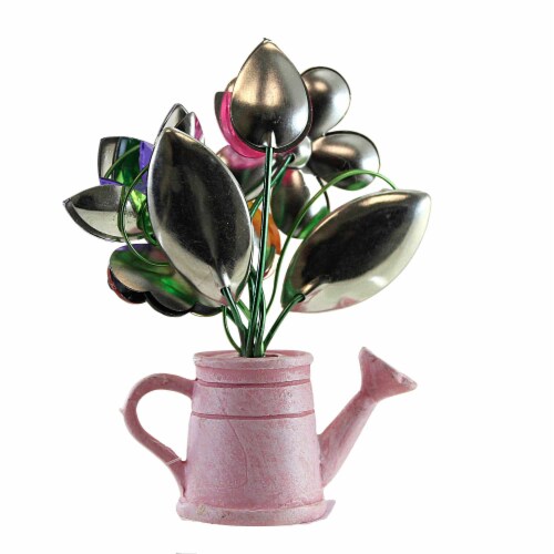 Home Decor Watering Can Acrylic Flowers Bee Butterfly Ladybug Acry731 Pink Perspective: back