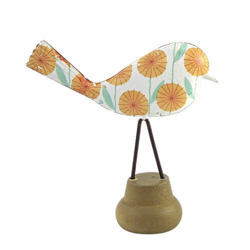 Home Decor Mod Floral Bird On Stand Metal Mother's Dayy Cb176161 Orange Perspective: back