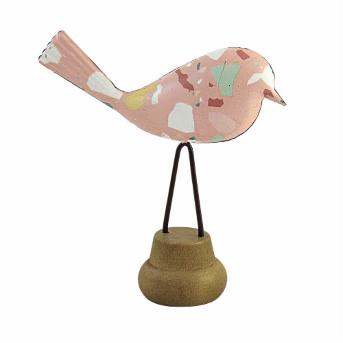 Home Decor Terrazzo Bird On Stand Metal Mother's Day Cb176063 Pink Perspective: back