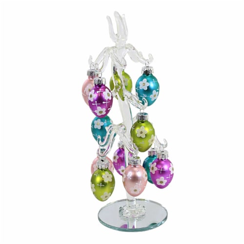 Easter Easter Tree W/Ornaments Set Glass Glitter Accents Ea16280 Flower Perspective: back