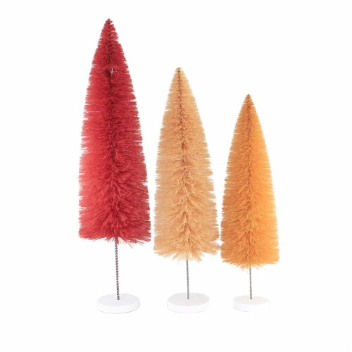 Christmas Rose Rainbow Trees Plastic Bottle Brush Set Of 3 Ms6639ro Perspective: back
