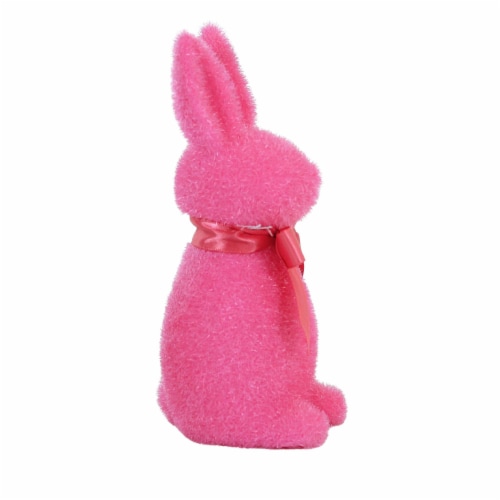 Easter Flocked Button Nose Rabbit Spring Decoration Bunny Fuzzy Wh0133 Hot Pink Perspective: back