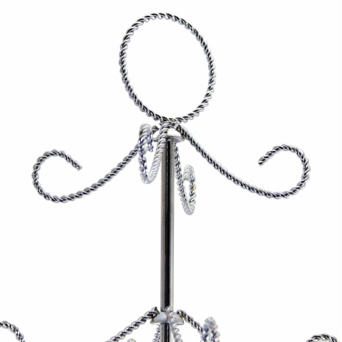 Christmas 4 Tier Silver Ornament Tree Metal Silver 16 Hooks Displayer Bb450640s Perspective: back