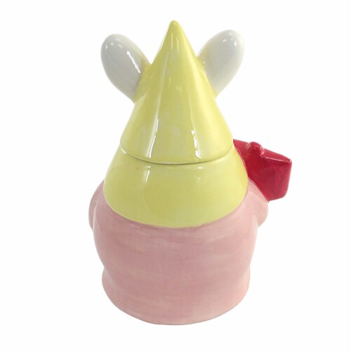 Tabletop Gnome Mini Candy Jar Ceramic Easter Rabbit Bunny A6851 Yellow Perspective: back