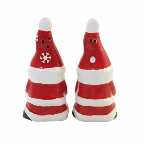Tabletop Santa Salt & Pepper Shaker Set Christmas Claus Y1321 Snowflake Perspective: back