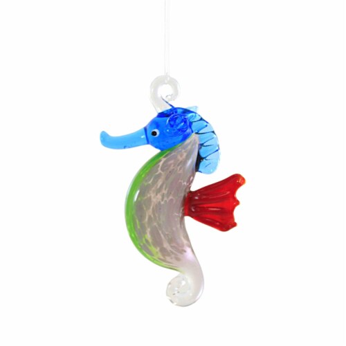 Holiday Ornament Festive Seahorse Artglass Glass Small Marine Fish Orn74942 Red Perspective: back