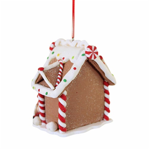 Holiday Ornament Gingerbread House LED Christmas Candy Cane D2881 Santa Perspective: back