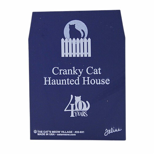 Cats Meow Village Cranky Cat Haunted House Wood Halloween Bats Ghost 22631. Perspective: back