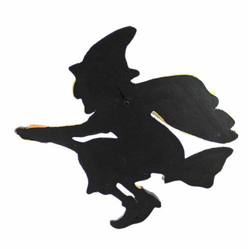Halloween Witch Wall Decoration Paper Mache Vintage-Style Broom Pm223w Perspective: back