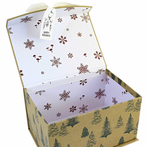 Christmas Sm Magnetic Closure Box Rigid Christmas Decor Gift 1925Evergreen Perspective: back