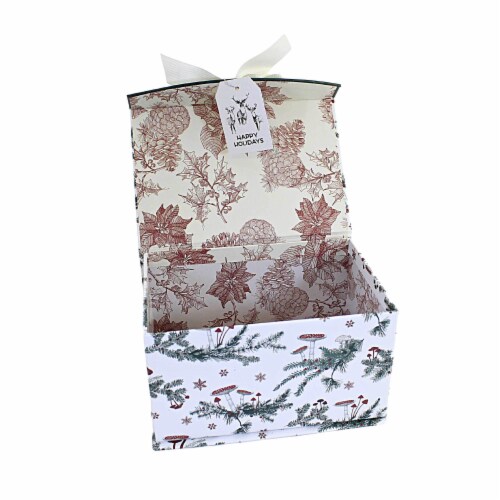 Christmas Sm Magnetic Closure Box.. Rigid Christmas Decor Gift 1925Mushroom Perspective: back