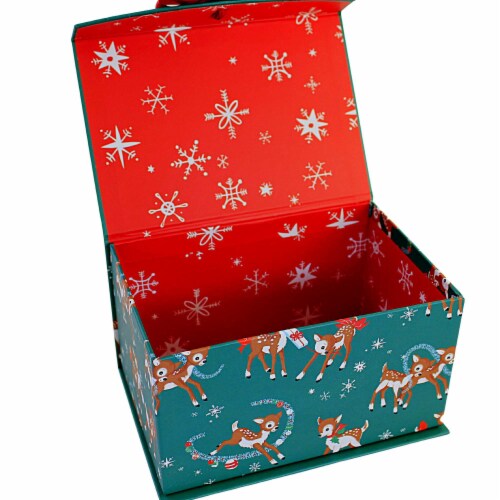 Christmas Sm Magnetic Closure Box... Rigid Christmas Decor Gift 1925Vintagedeer Perspective: back