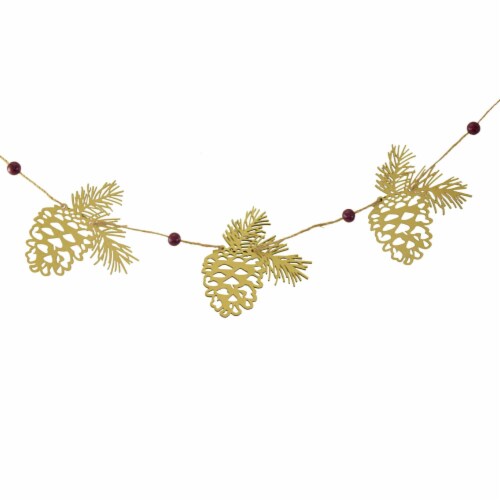 Christmas Snowflake/Pinecone Garland Plywood Beads Winter Mx179885 Pinecones Perspective: back