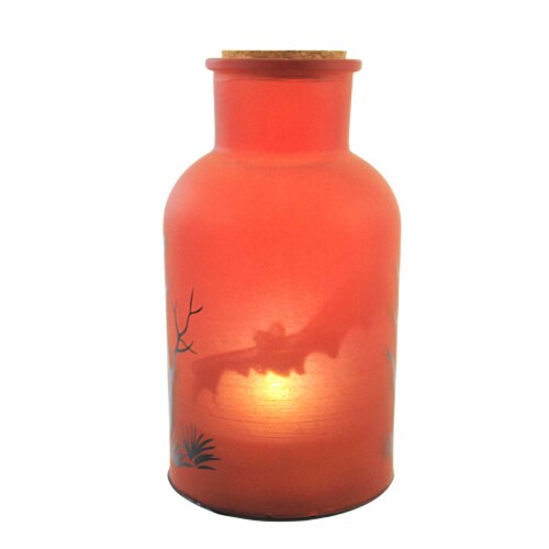 Halloween Led Hologram Table Decor Glass Witch Pumpkins P3902 Orange Perspective: back