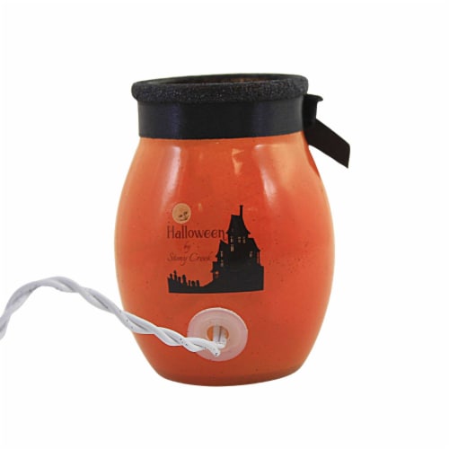 Stony Creek Halloween Pre-Lit Small Jar Glass Cat Haunted House Hsh2280 Haunted Perspective: back