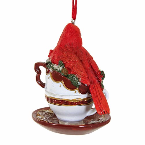 Holiday Ornament Cardinal Cup Ornamrent Holly Teacups Saucer 135077 Joy Perspective: back