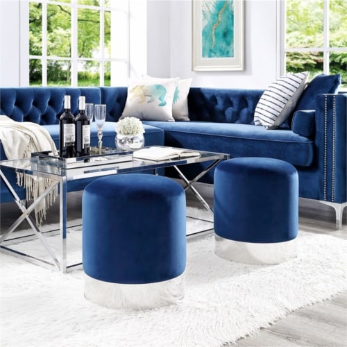 Navy ottoman round hotsell