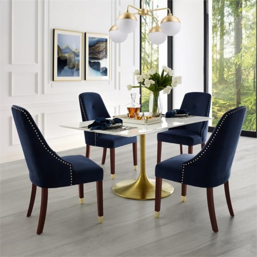 Blue nailhead top dining chairs