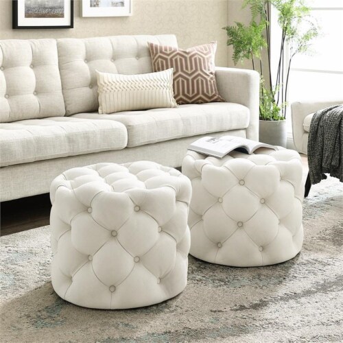 White on sale tufted ottoman