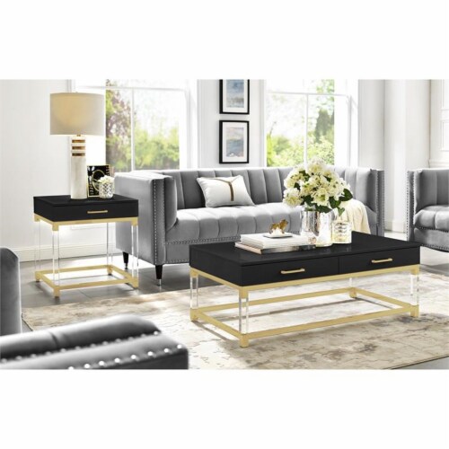 Posh Living Briar 1 Drawer Metal End Table with Acrylic Legs