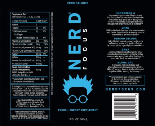 Nerd® Focus Zero Calorie Energy Drink Perspective: back