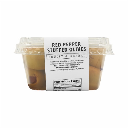 Murray's® Fruity & Herbal Red Pepper Stuffed Olives Perspective: back