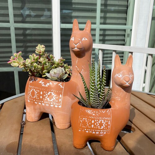 Set of 2 Adorable Terracotta Llama Decorative Planters, One Size - Kroger