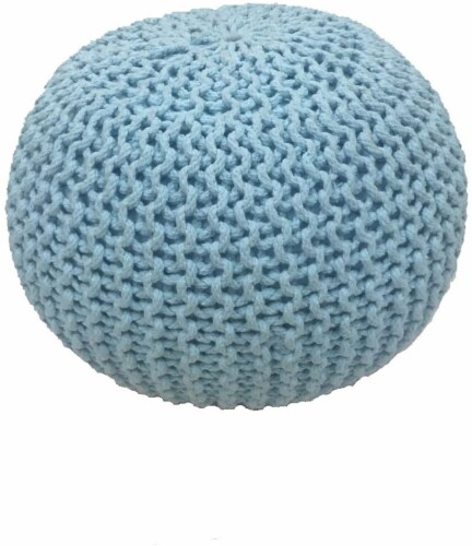 Brown 15 x17  Gum Drop 100% Cotton Knitted Round Pouf Foot Stool Ottoman Perspective: back