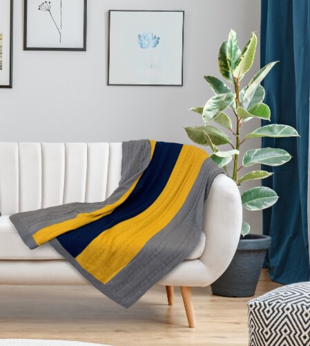 Grey yellow throw blanket online