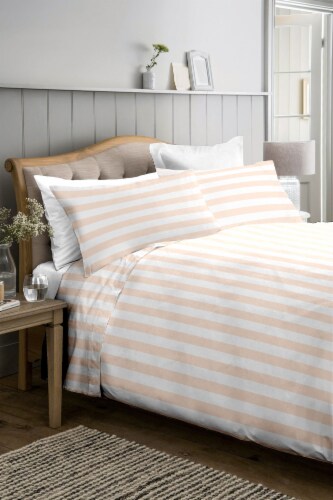 Anti-Bacterial 100% Cotton Sateen Duvet Set Gold Stripe 45 Full Queen Perspective: back