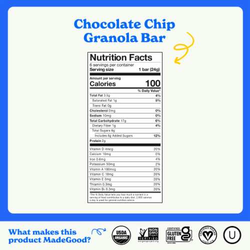 MadeGood® Chocolate Chip Granola Bars Perspective: back