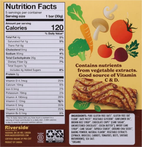 MadeGood® Chocolate Chip Breakfast Bars Perspective: back