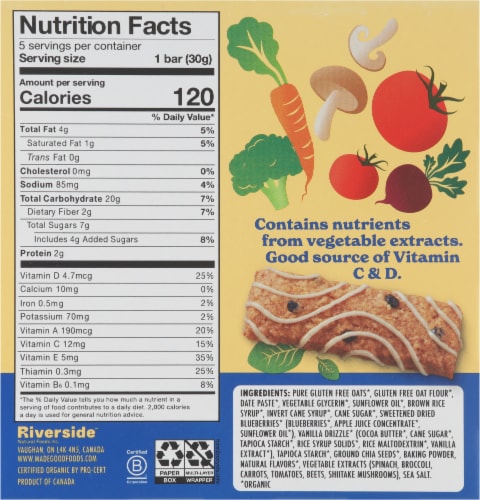 MadeGood® Blueberry Breakfast Bars Perspective: back
