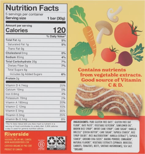 MadeGood® Cinnamon Bun Breakfast Bars Perspective: back