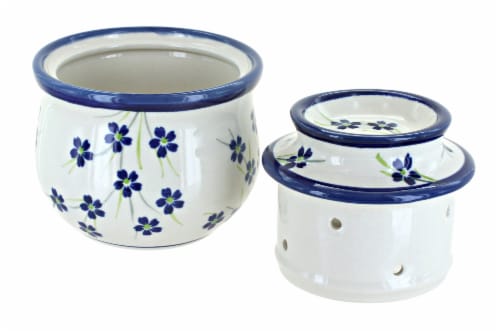Blue Rose Polish Pottery Willow French Butter Dish Perspective: back