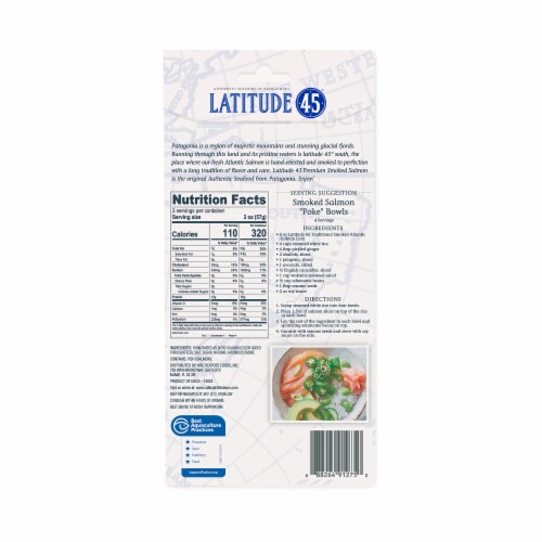 Latitude 45 Frozen Sliced Cold Smoked Atlantic Salmon Loin Perspective: back