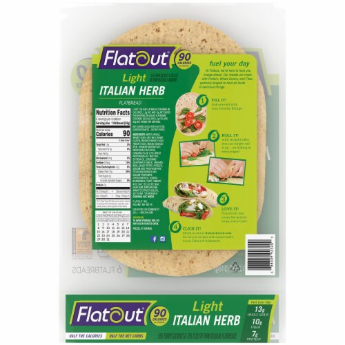 Flatout Light Italian Herb Flatbread 6 Count Perspective: back
